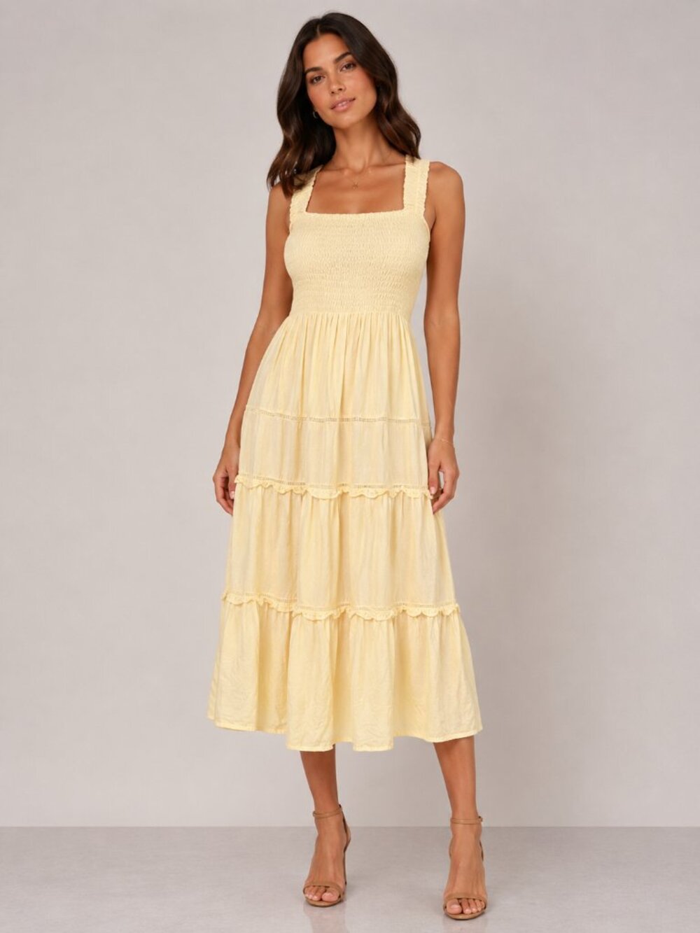 Harni Rumi Sleeveless Tiered Nap Style Maxi Dress Size 8